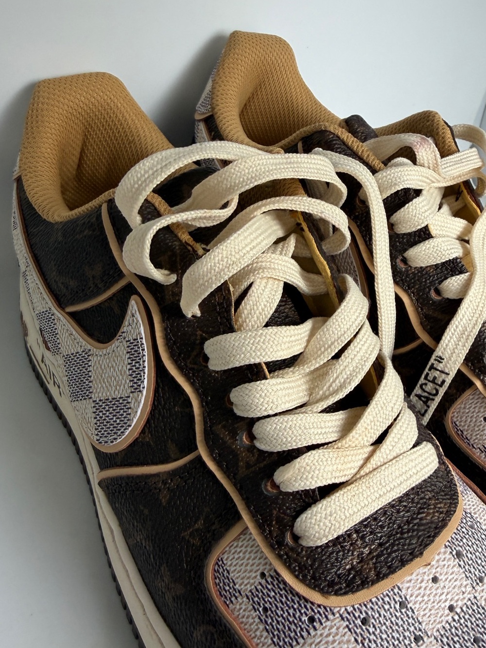 Louis Vuitton x Nike Air Force 1 Low Virgil Abloh LV Monogram Damier Azur Rare - Picture 12 of 14
